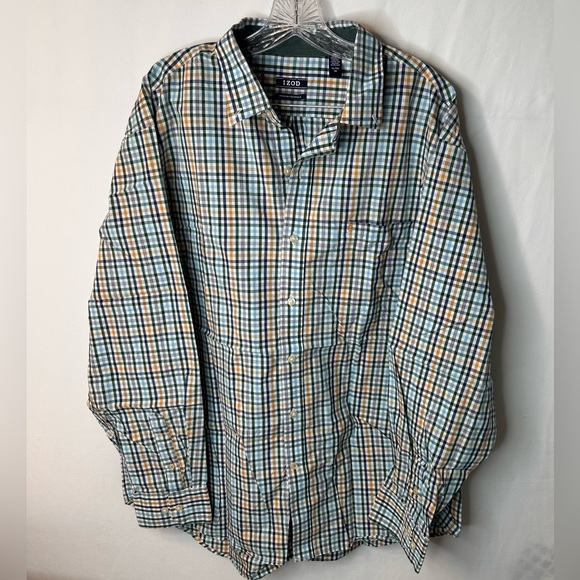 Izod Other - IZOD Men’s Button Down Shirt Long Sleeve Shirt.Green Blue Yellow White. Size XL